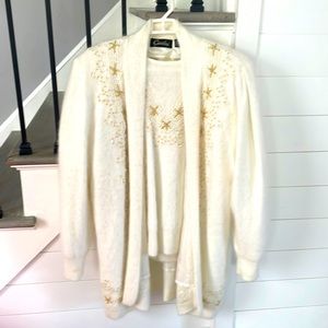 BEAUTIFUL VINTAGE ANGORA CARDIGAN W/short sleeved sweater 🤍🤍🤍